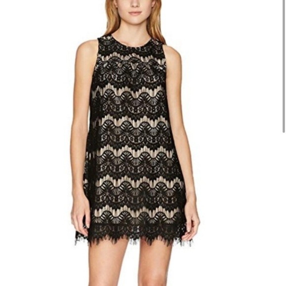 Black and nude lace shift dress size small